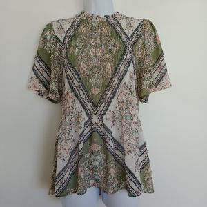 Sweet Rain Boho Smocked Top Large